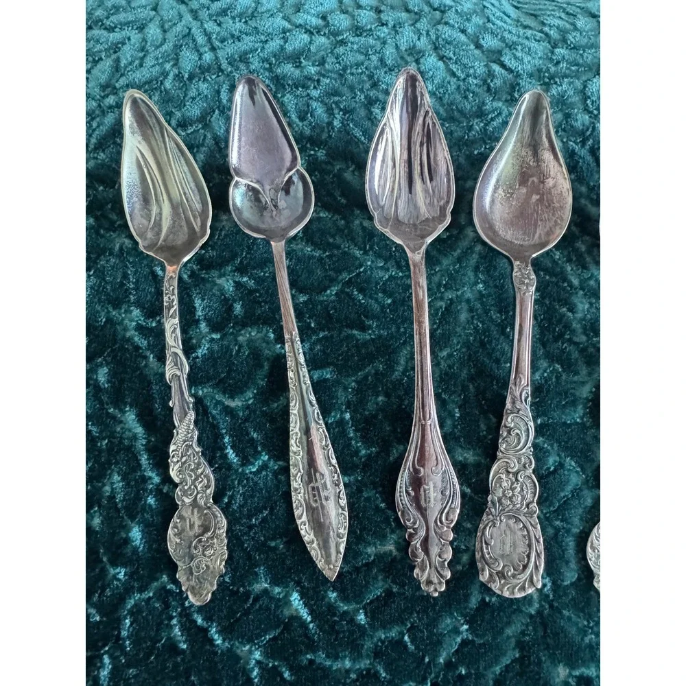 Set of 6 Vintage Rogers & Bro Silverplate Grapefruit/Citrus Spoons Monogrammed